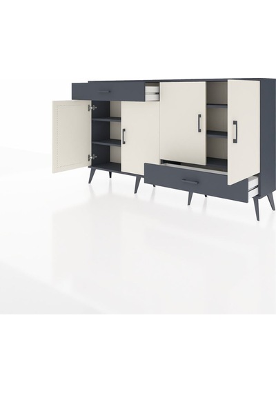 Arges Konsol 5 Raflı 2 Çekmeceli 4 Kapaklı 176x30x99 Antrasit-ayt Antrasit-aytaşı/antrasit Arges Konsol 5 Raflı 2 Çekmeceli 4 Kapaklı 176x30x99 Antrasit-ayt Antrasit-aytaşı/antrasit
