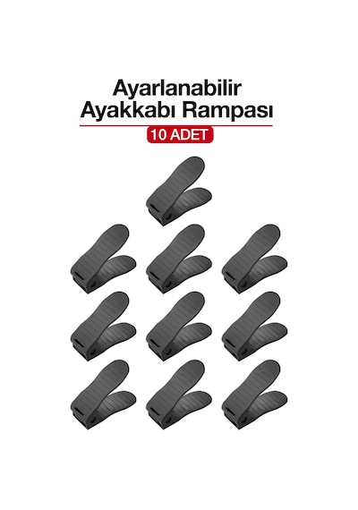 10 Adet Ayarlanabilir Ayakkabı Rampası Dolap İçi Ayakkabı Düzenleyici Organizer Siyah 10 Adet Ayarlanabilir Ayakkabı Rampası Dolap İçi Ayakkabı Düzenleyici Organizer Siyah