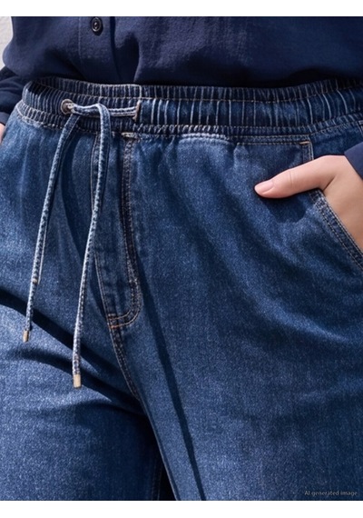 Lcwaıkıkı Petite Lacivert Beli Lastikli Carrot Fit Kadın Jean Pantolon