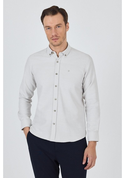 İmza Uzun Kol Desenli Armürlü Düğmeli Yaka Cepsiz Pamuklu Classic Slim Fit Gömlek 1004250205 Bej İmza Uzun Kol Desenli Armürlü Düğmeli Yaka Cepsiz Pamuklu Classic Slim Fit Gömlek 1004250205 Bej