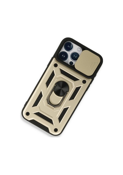Mey İthalat Apple Uyumlu iPhone 15 Pro Kılıf Pars Lens Yüzüklü Silikon - Gold Altın