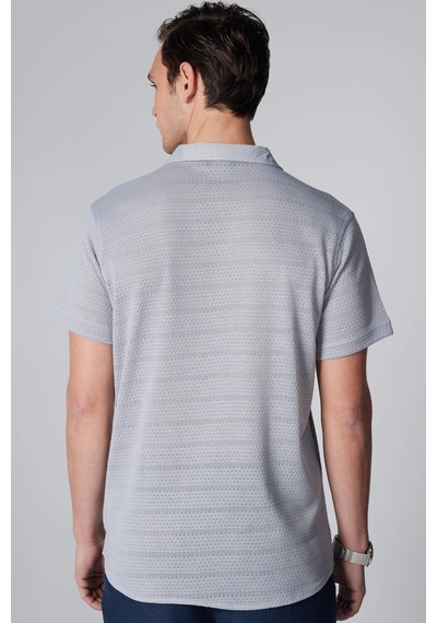 Tudors Slim Fit Kısa Kollu Dar Kesim Apaj Yaka Örme Kumaş Yazlık Gri Erkek Gömlek-31156-gri Gri
