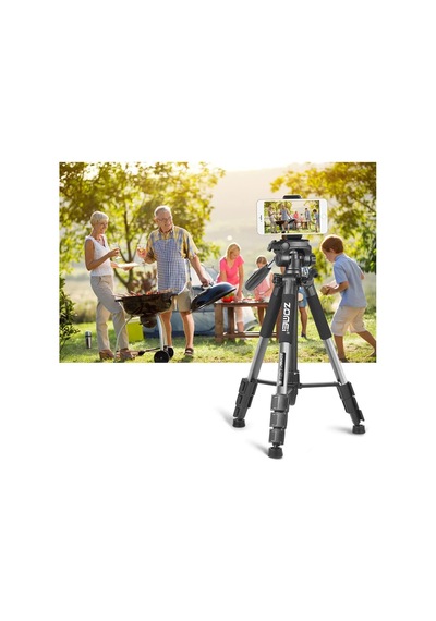Profesyonel Q111 Taşınabilir 5kg Taşıma Kapasiteli 139,7cm Alüminyum Tripod Gri Belirtilmemiş