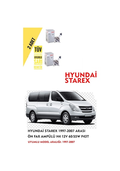Hyundai Starex 1997-2007 Arası Ön Far Ampül Takımı 2 Adet