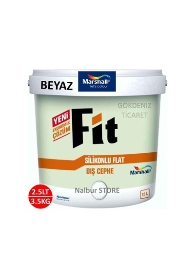 Tr Fit Silikonlu Flat Dış Cephe Boyası 2.5lt 3.5kg Beyaz-kir Tutmaz-solmayan Renkler-kokusuz,beyaz 0.2 L