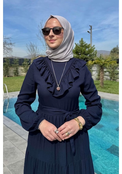 Rabia Şamlı Jale Elbise Lacivert Normal