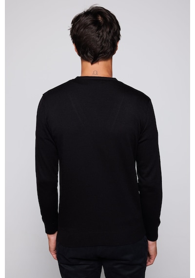 Tudors Erkek Slim Fit Dar Kesim Düğmeli Düz Tüylenmeyen Yumuşak Dokulu Siyah Hırka-28772-siyah Siyah