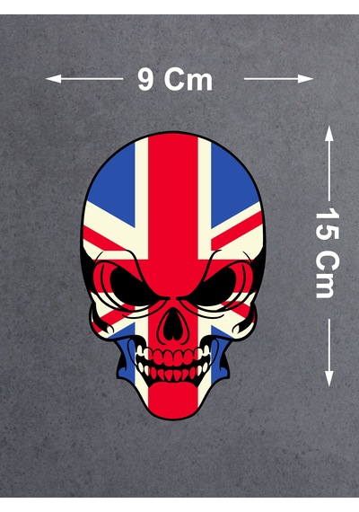 İngiliz Bayraklı Kuruafa Sticker - Araba Oto Motosikletkaravan Sticker - 00111 15x9 Cm
