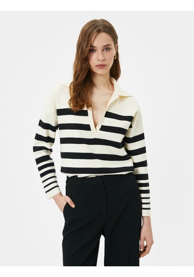 Koton Oversize Triko Kazak Polo Yaka Viskon Karışımlı Siyah Çizgili 4wak90154ht 4WAK90154HT9S9 Siyah Koton Oversize Triko Kazak Polo Yaka Viskon Karışımlı Siyah Çizgili 4wak90154ht 4WAK90154HT9S9 Siyah
