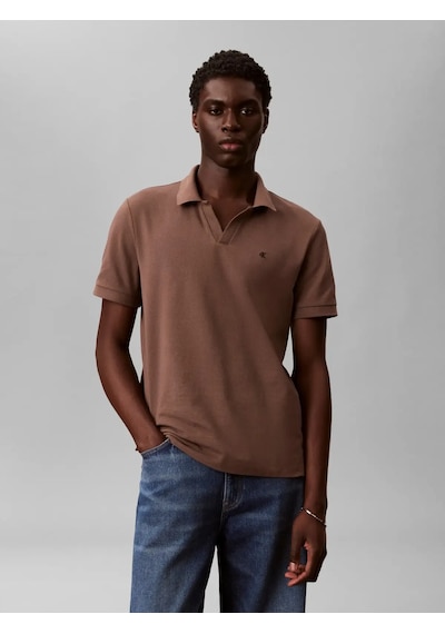 Calvin Klein Ss Open Collar Casua, 9o9, S Kahverengi Erkek Polo