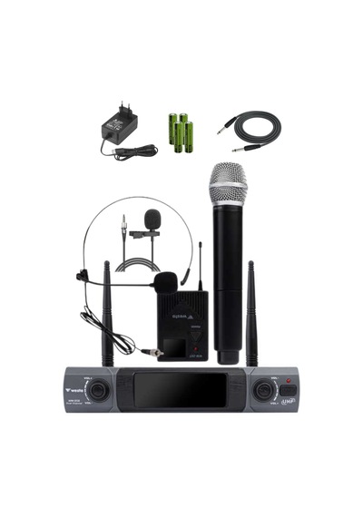 Westa Wm-202ht Çift Telsiz Mikrofon Seti 1 El + 1 Yaka/headset Kablosuz Mikrofon - 8697314964396