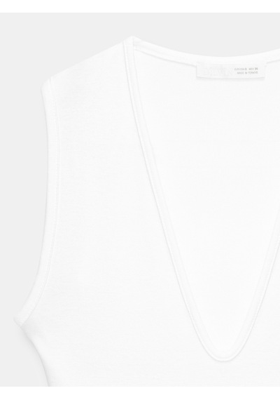 Dilvin 32835 V Yaka Bodysuit-beyaz