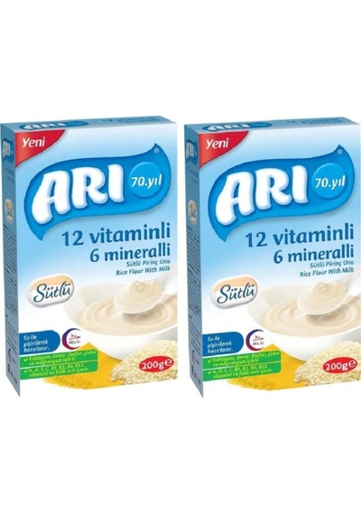 Arı Mama 12 Vitaminli 6 Mineralli Sütlü Pirinç Unu 200 Gr X 2 Adet