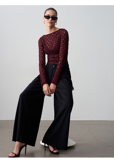 Dilvin 72665 İnce Kemerli Pantolon-siyah