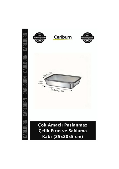 Özel Üretim 304 Kalite Sağlıklı Derin Çok Amaçlı Paslanmaz Çelik Fırın Saklama Kabı 25x20x5 Cm Diğer