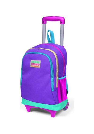 Coral High Kids Mor Renk Detaylı Üç Bölmeli Çekçekli Okul Sırt Çantası 23934