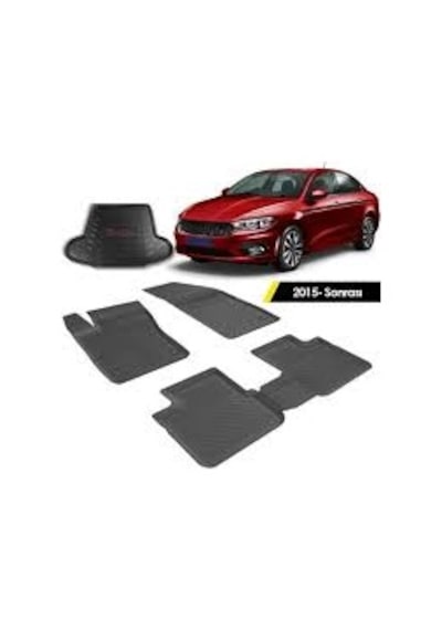 Sahler Fiat Egea Sedan Havuzlu Paspas 3D Bagaj Havuzu 2015-2022