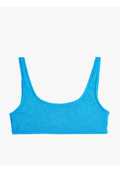 Koton Dokulu Kalın Askılı U Yaka Spor Bikini Üstü Mavi 6sak10216mm