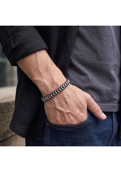 Premium Parlak Ve Şık Hematit Taşlı Ayarlanabilir Erkek 316l Çelik Bileklik 31832b16d2 - 22 Cm Siyah
