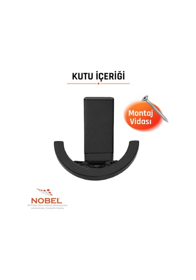 Palmiye Lüks Askı, Metal, Vestiyer Askı, 120 Gr, Dolap Askılık, Duvar Askılığı, Mat Siyah Vidalı 5 Adet