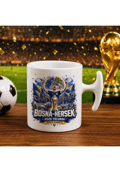 Bk Gift Bosna-hersek Taraftar Temalı Dünya Futbol Kupası Tasarımlı Hammer Kupa Bardak-3 Beyaz