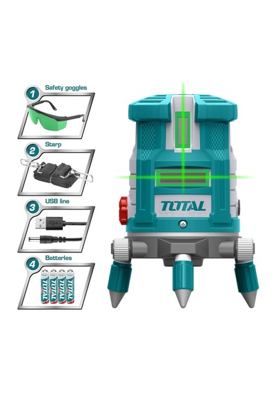 Total Yeşil Lazer Hizalama 1 Yatay 4 Dikey Çalışma Aralığı 0-30 M