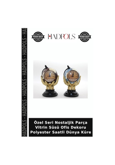 Özel Seri Nostaljik Parça Vitrin Süsü Ofis Dekoru Polyester Saatli Dünya Küre Çok Renkli