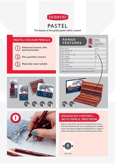 Derwent Pastel Renkli Metal Kutuda 12 Stück