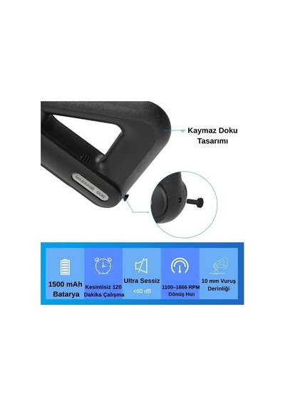 Derin Doku Masaj Aleti 12 Başlıklı 6 Kademeli Titreşimli Ultra Sessiz Ergonomik Tasarım 5 Saat Uzun Batarya Boyun S