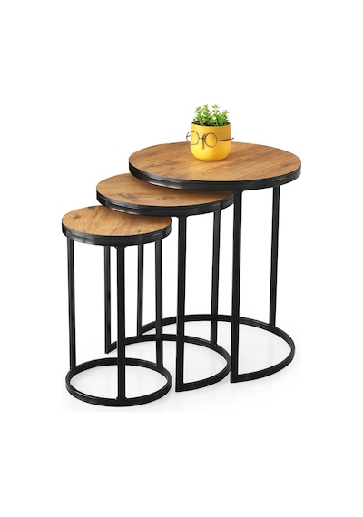 Sedef Modern Tarz Zigon Sehpa 3'lü Yuvarlak 001