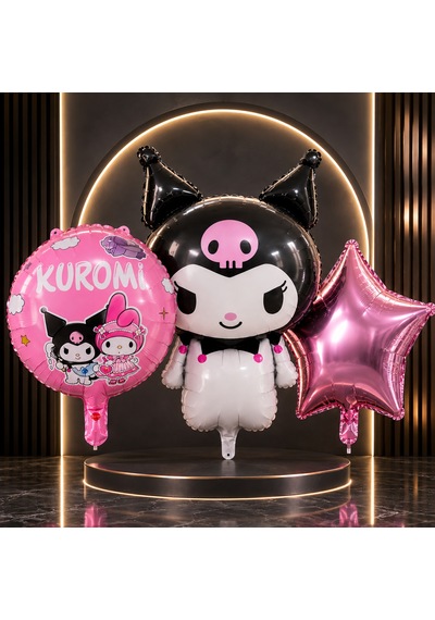 Vıp Yüksek Kalite 15 Adet Kuromi Folyo Balon Full Set Doğum Günü Kuromi Konsept Balon Kuromi Balonu Renkli
