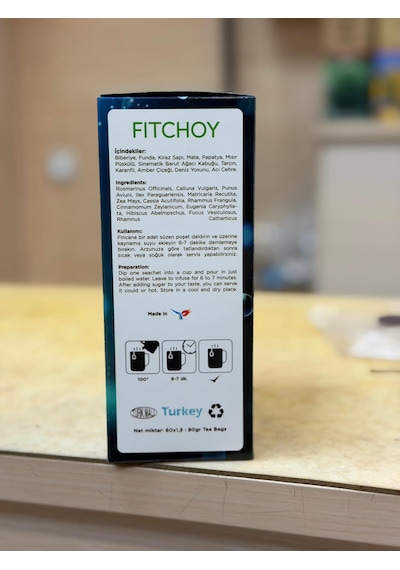 Fitchoy Deniz Yosunu Karışımlı Bitki Çayı 60 Süzen Poşet Mate, Kiraz Sapı Ve Bitkisel Karışım
