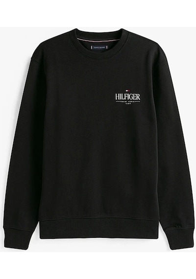 Tommy Hilfiger Hılfıger Stacked Sweatshırts Erkek Siyah Kazak Mw0mw39376bds Siyah