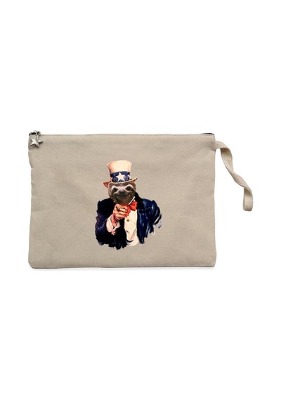 Bear Sam Amca Krem Clutch Astarlı Cüzdan / El Çantası Krem