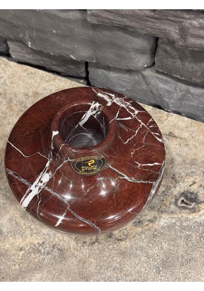 Vişne Mermer Vazo - Çap 20cm Yükseklik 15cm Beyaz