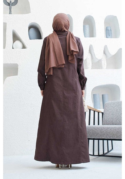 6463-battal Denim Ferace Kahve Kahve