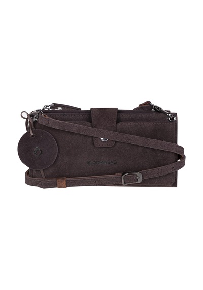 Bloominbag Mocha Still Lozan Hakiki Süet Çapraz Askılı Telefon Bölmeli Cüzdan Çanta Kahverengi