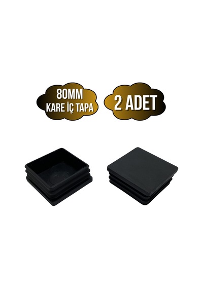 Kare Demir Profil İç Tapa Geçme Plastik Ayak Geçme Koruma Plastiği 80mm 2 Adet Siyah
