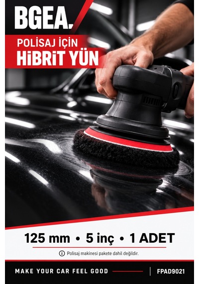 Bgea Siyah Hibrit Yün Cilalama Pedi 125 Mm 5 İnç Cırtlı Polisaj Keçesi