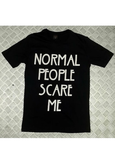 Stoned&Fame Normal People Scare Me Baskılı T-shirt SIYAH