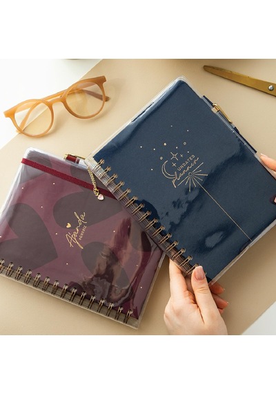 Charm Takılabilen A5 Şeffaf Ajanda Defter Kılıfı Spiralli Lastiksiz Modellerle Uyumlu Çok Renkli