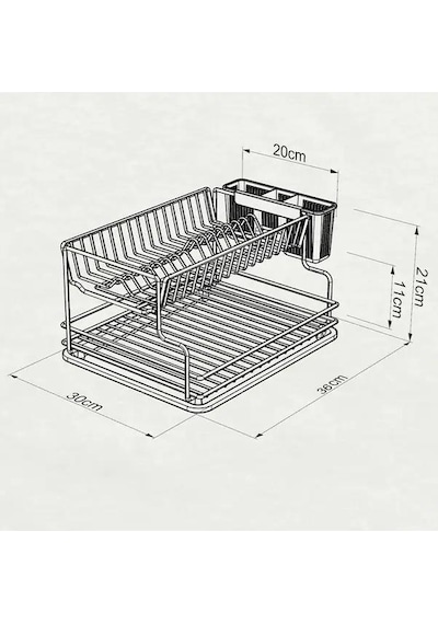 Geseus Home İki Katlı Tabaklık Bulaşıklık Krom Siyah KB005s
