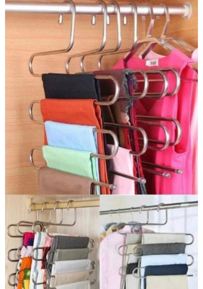 1 Adet Metal Pantolon Eşarp Askısı 5 Katlı Belirtilmemiş Gri Diğer