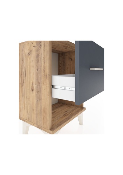 Arges Komodin Tek Çekmeceli 44x30x64 Çam-antrasit Atlas Çam