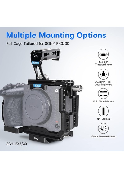 Sony Fx3/fx30 İçin Üst Saplı Tam Kamera Kafes Kiti, Xlr Kulp İle Uyumlu, Hdmı İçin Kablo Kelepçesi, 1/4"-20 Dişli Delikler, Arrı, Soğuk Ayakkabı Ve Nato Ray İçin 3/8" Yerleştirme Sony Fx3/fx30 İçin Üst Saplı Tam Kamera Kafes Kiti, Xlr Kulp İle Uyumlu, Hdmı İçin Kablo Kelepçesi, 1/4"-20 Dişli Delikler, Arrı, Soğuk Ayakkabı Ve Nato Ray İçin 3/8" Yerleştirme