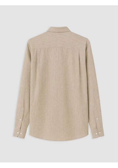 Lcwaıkıkı Classic Kahverengi Regular Fit Çizgili Gabardin Erkek Gömlek