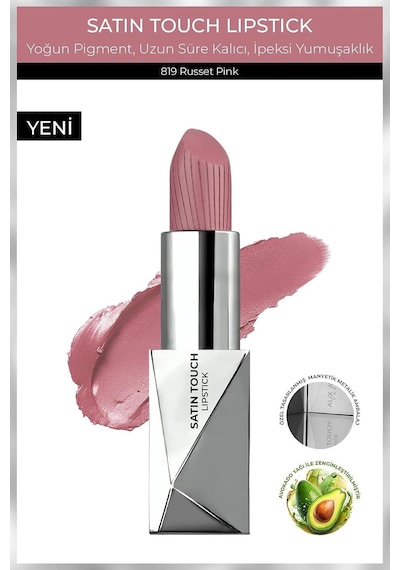 Uzun Süre Kalıcı Nemlendirici Pürüzsüz Etkili Yarı Mat Ruj Satin Touch Lipstick 819 Russet Pink Çok Renkli Uzun Süre Kalıcı Nemlendirici Pürüzsüz Etkili Yarı Mat Ruj Satin Touch Lipstick 819 Russet Pink Çok Renkli