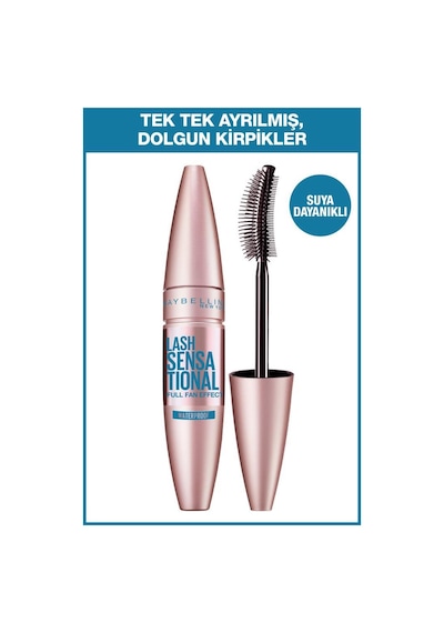 Maybelline New York Lash Sensational Yelpaze Etkili Suya Dayanıklı Maskara Siyah + Mini Likit Mat Ruj 20 Pioneer