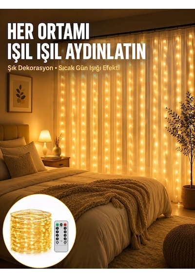 Dekoratif Perde Peri Led Günışığı Renk 8 Fonksiyonlu Işık Yeni Nesil Belirtilmemiş