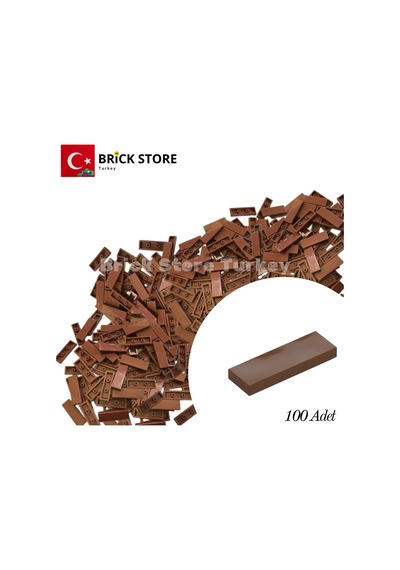 Yedek Parçalar, 100 Adet 1x3 Tile Düz Fayans Parçası, Kahverengi Reddish Brown , 63864